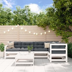 Salon de jardin 6 pcs avec coussins blanc bois massif 570027570027
