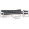 Salon de jardin 6 pcs avec coussins blanc bois massif 570027570027