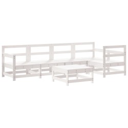 Salon de jardin 6 pcs avec coussins blanc bois massif 570027570027