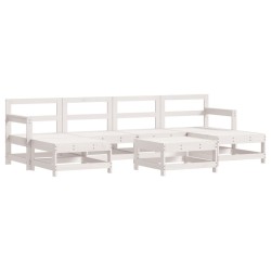 Salon de jardin 7 pcs Blanc Bois de pin massif 570028570028