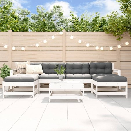 Salon de jardin 7 pcs Blanc Bois de pin massif 570032570032