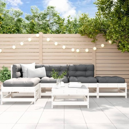 Salon de jardin 6 pcs Blanc Bois de pin massif 570033570033