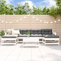Salon de jardin 7 pcs Blanc Bois de pin massif 570050570050