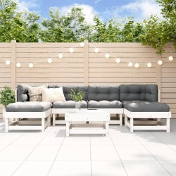 Salon de jardin 7 pcs Blanc Bois de pin massif 570051570051