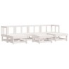 Salon de jardin 7 pcs Blanc Bois de pin massif 570051570051