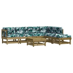 Salon de jardin 7 pcs avec coussins bois de pin imprégné 570059570059