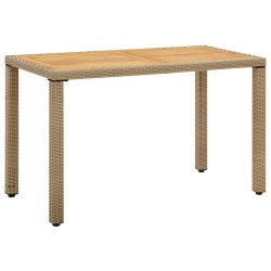 Table de jardin Beige 123x60x74 cm Résine tressée bois massif 570065570065