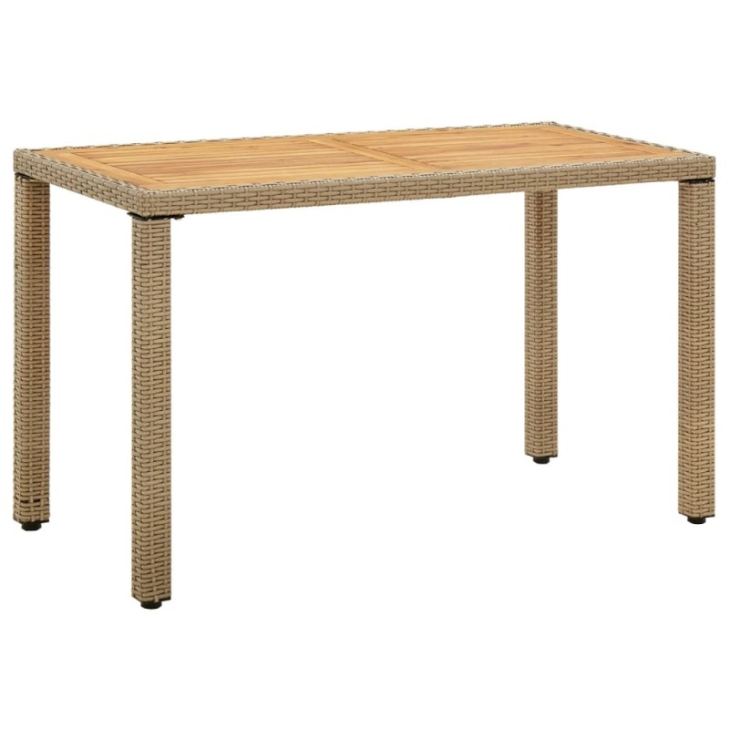 Table de jardin Beige 123x60x74 cm Résine tressée bois massif 570065570065