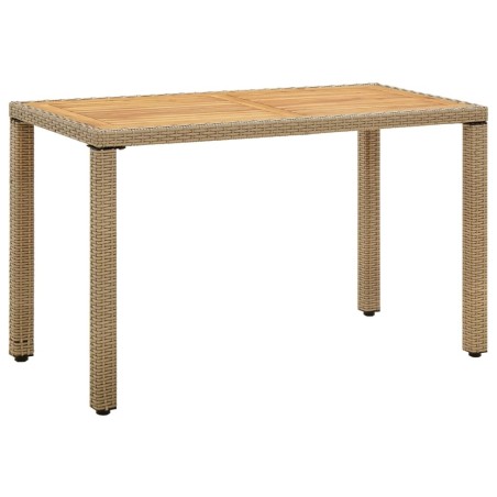 Table de jardin Beige 123x60x74 cm Résine tressée bois massif 570065570065