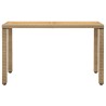 Table de jardin Beige 123x60x74 cm Résine tressée bois massif 570065570065