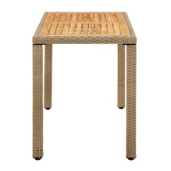 Table de jardin Beige 123x60x74 cm Résine tressée bois massif 570065570065