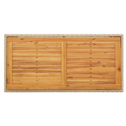 Table de jardin Beige 123x60x74 cm Résine tressée bois massif 570065570065