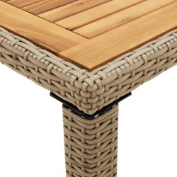 Table de jardin Beige 123x60x74 cm Résine tressée bois massif 570065570065