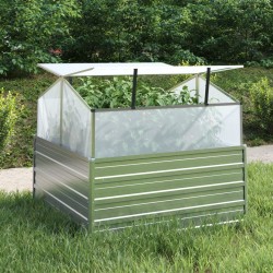 Lit surélevé de jardin avec serre 100x100x85 cm Argenté 570071570071