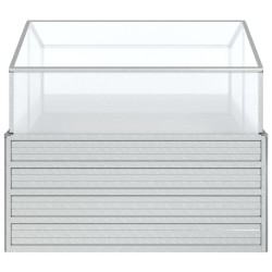 Lit surélevé de jardin avec serre 100x100x85 cm Argenté 570071570071
