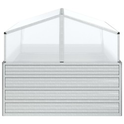 Lit surélevé de jardin avec serre 100x100x85 cm Argenté 570071570071