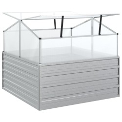 Lit surélevé de jardin avec serre 100x100x85 cm Argenté 570071570071