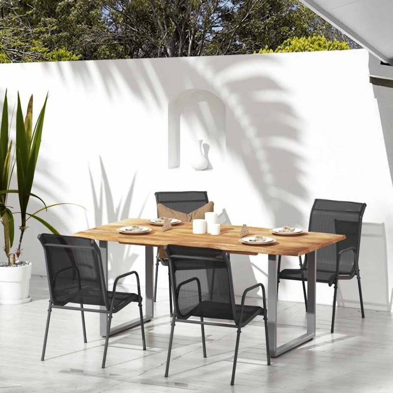 Chaises de jardin 4 pcs Acier et textilène Noir 570072570072
