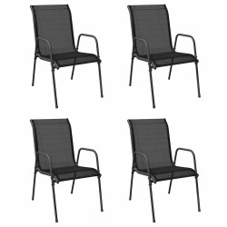 Chaises de jardin 4 pcs Acier et textilène Noir 570072570072