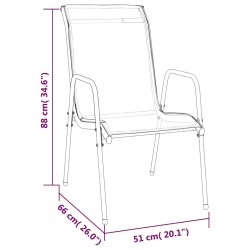 Chaises de jardin 4 pcs Acier et textilène Noir 570072570072