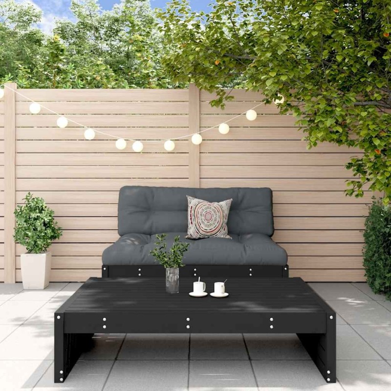 Salon de jardin 2 pcs avec coussins noir bois massif 570073570073