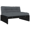 Salon de jardin 2 pcs avec coussins noir bois massif 570073570073