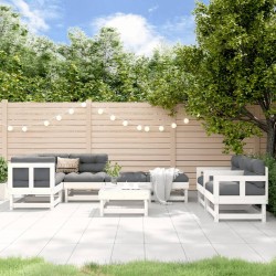 Salon de jardin 8 pcs Blanc Bois de pin massif 570075570075