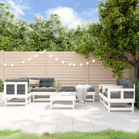Salon de jardin 8 pcs Blanc Bois de pin massif 570075570075