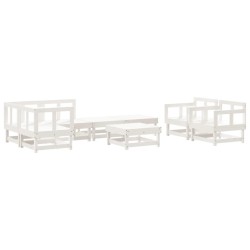 Salon de jardin 8 pcs Blanc Bois de pin massif 570075570075