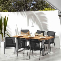 Chaises de jardin lot de 6 Acier et textilène Noir 570080570080