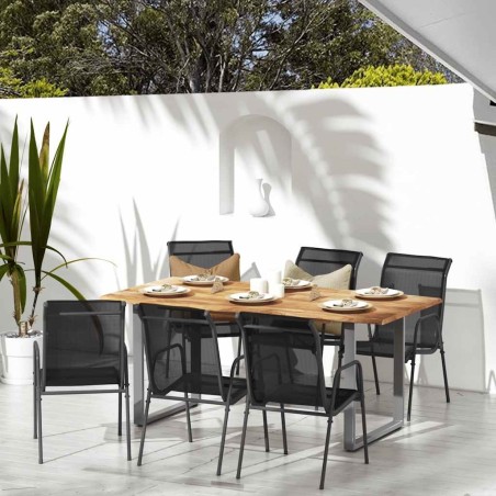Chaises de jardin lot de 6 Acier et textilène Noir 570080570080