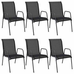 Chaises de jardin lot de 6 Acier et textilène Noir 570080570080