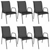 Chaises de jardin lot de 6 Acier et textilène Noir 570080570080
