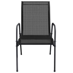 Chaises de jardin lot de 6 Acier et textilène Noir 570080570080