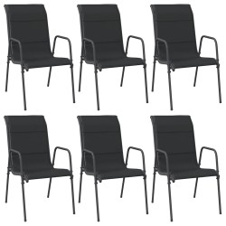 Chaises de jardin lot de 6 Acier et textilène Noir 570084570084