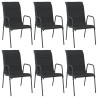 Chaises de jardin lot de 6 Acier et textilène Noir 570084570084