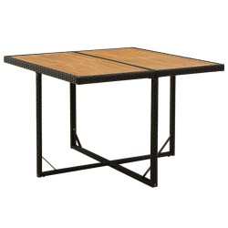 Table de jardin Noir 109x107x74 cm Résine tressée bois massif 570086570086