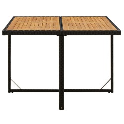 Table de jardin Noir 109x107x74 cm Résine tressée bois massif 570086570086