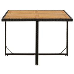 Table de jardin Noir 109x107x74 cm Résine tressée bois massif 570086570086