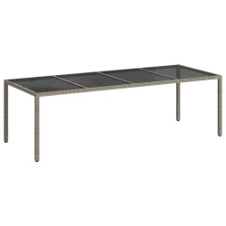 Table de jardin gris 250x100x75 cm Verre trempé et poly rotin 570087570087
