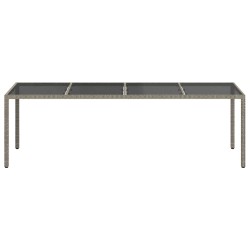 Table de jardin gris 250x100x75 cm Verre trempé et poly rotin 570087570087