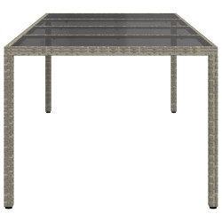 Table de jardin gris 250x100x75 cm Verre trempé et poly rotin 570087570087