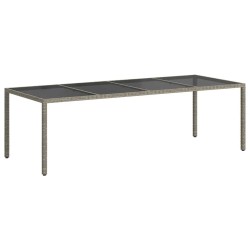 Table de jardin gris 250x100x75 cm Verre trempé et poly rotin 570087570087