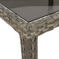 Table de jardin gris 250x100x75 cm Verre trempé et poly rotin 570087570087