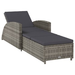 Chaise longue avec coussin gris foncé Résine tressée Gris 570090570090