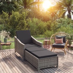 Chaise longue avec coussin gris foncé Résine tressée Gris 570091570091