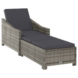 Chaise longue avec coussin gris foncé Résine tressée Gris 570091570091