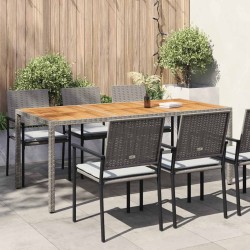 Table de jardin 190x90x75 cm Résine tressée/bois d'acacia Gris 570094570094