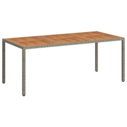 Table de jardin 190x90x75 cm Résine tressée/bois d'acacia Gris 570094570094