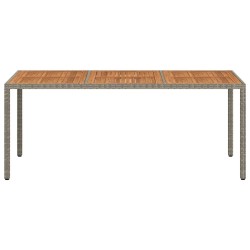 Table de jardin 190x90x75 cm Résine tressée/bois d'acacia Gris 570094570094